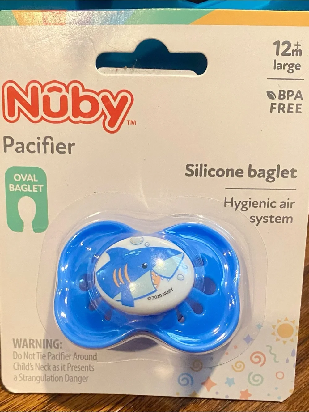 Two‎ New Nûby Blue Silicone Pacifiers - Large 12m+ with Shark Detail